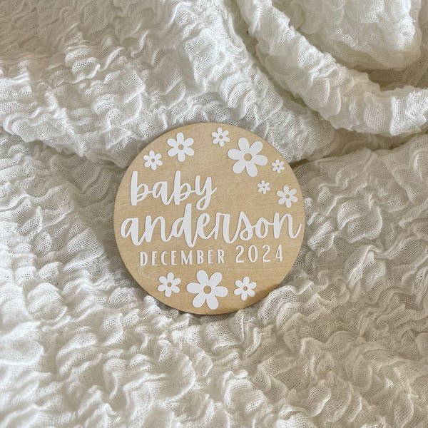 Daisies Baby Name / Pregnancy Announcement Disc