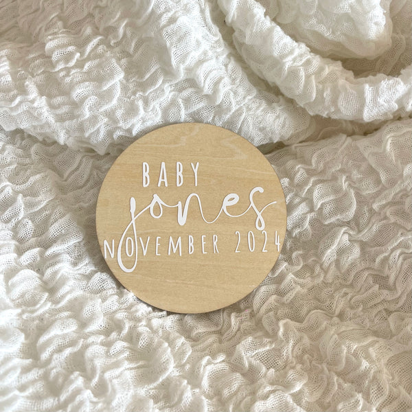 Simple Baby Name / Pregnancy Announcement Disc