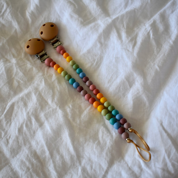 Silicone Dummy Clip - Vintage Rainbow | Safety Certified