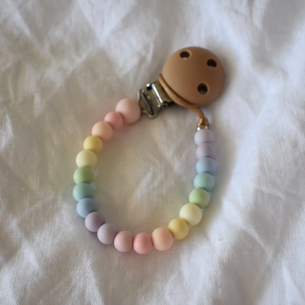 Silicone Dummy Clip - Pastel Rainbow | Safety Certified